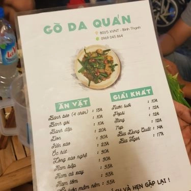 Thực đơn- Quán Ăn Gò Da Quán - Đặc Sản Miền Trung