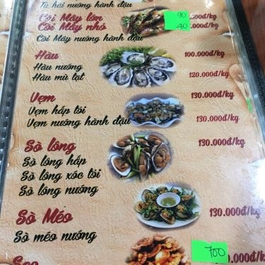 Thực đơn- Quán Ăn Hải Sản Bà Thôi 3 - Võ Nguyên Giáp
