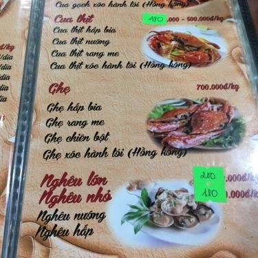 Thực đơn- Quán Ăn Hải Sản Bà Thôi 3 - Võ Nguyên Giáp
