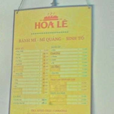 Thực đơn- Quán Ăn Hoa Lê - Bánh Mì