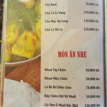 Thực đơn- Nhà Hàng Hội Quán Học Viện - Ẩm Thực Bắc