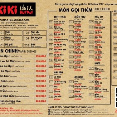 Thực đơn- Nhà Hàng Kiki Hotpot - Lẩu 1 Người