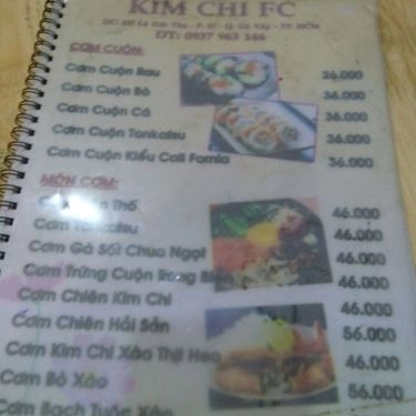 Thực đơn- Quán Ăn Kim Chi Fc - Chuyên Các Món Hàn Quốc