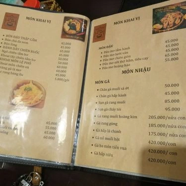 Thực đơn- Quán Ăn Làng Vũ Đại - Ẩm Thực Miền Bắc