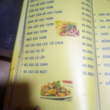 Thực đơn- Quán Ăn Lẩu Bò 9 Ký