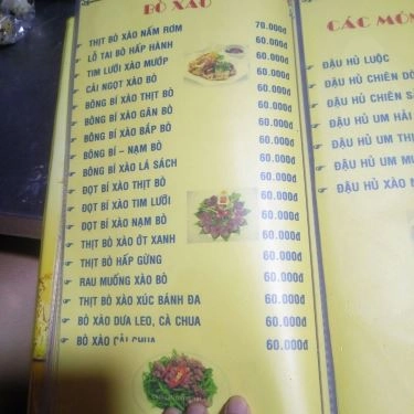 Thực đơn- Quán Ăn Lẩu Bò 9 Ký