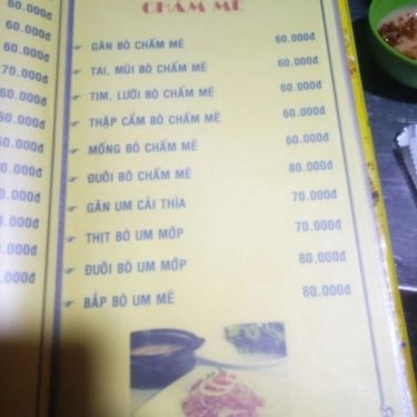 Thực đơn- Quán Ăn Lẩu Bò 9 Ký
