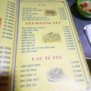 Thực đơn- Quán Ăn Lẩu Bò 9 Ký
