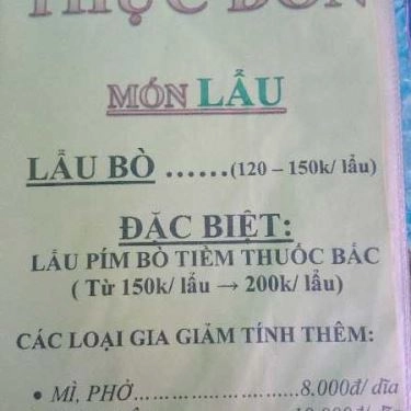 Thực đơn- Quán Ăn Lẩu Bò Hai Tín