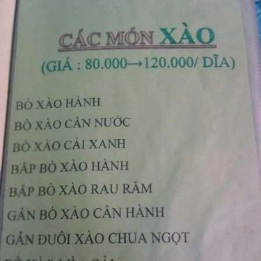 Thực đơn- Quán Ăn Lẩu Bò Hai Tín