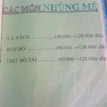 Thực đơn- Quán Ăn Lẩu Bò Hai Tín