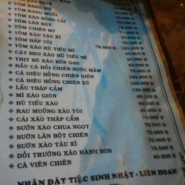 Thực đơn- Quán Ăn Lẩu Cá Cường - Hồng Bàng