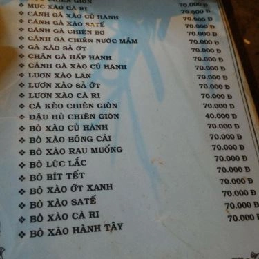 Thực đơn- Quán Ăn Lẩu Cá Cường - Hồng Bàng
