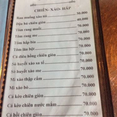 Thực đơn- Quán Ăn Lẩu Cá Dương Tử Giang