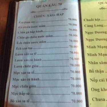 Thực đơn- Quán Ăn Lẩu Cá Dương Tử Giang