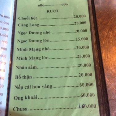 Thực đơn- Quán Ăn Lẩu Cá Dương Tử Giang
