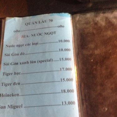 Thực đơn- Quán Ăn Lẩu Cá Dương Tử Giang