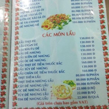 Thực đơn- Quán Ăn Lẩu Dê Đức Thành