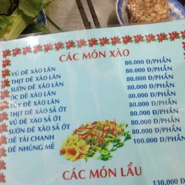 Thực đơn- Quán Ăn Lẩu Dê Đức Thành