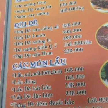 Thực đơn- Quán Ăn Lẩu Dê Q7