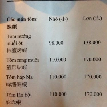 Thực đơn- Quán Ăn Lẩu Dê Khánh Hoàng - Vĩnh Viễn