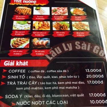 Thực đơn- Quán Ăn Lẩu Ly Sài Gòn