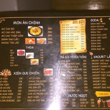 Thực đơn- Quán Ăn Mì Cay Kayak