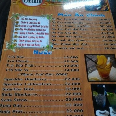 Thực đơn- Quán Ăn Mì Cay Shin