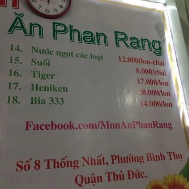 Thực đơn- Quán Ăn Món Ăn Phan Rang