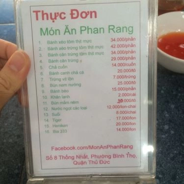Thực đơn- Quán Ăn Món Ăn Phan Rang