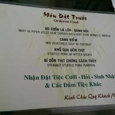 Thực đơn- Nhà Hàng Cơm Chay Thái Nhân