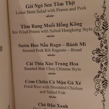 Thực đơn- Nhà Hàng The Cafe - Khách Sạn Ramana - Lê Văn Sỹ