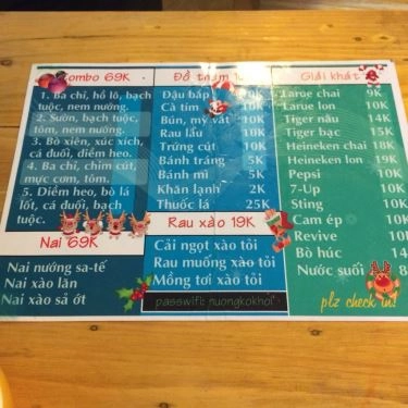 Thực đơn- Quán Ăn Nướng Cay - Lẩu & Nướng