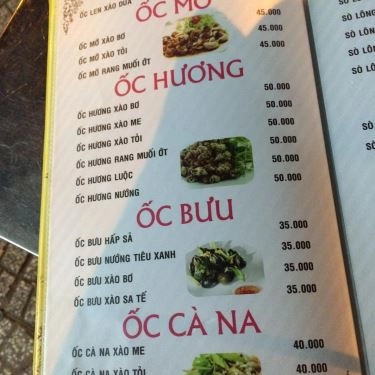 Thực đơn- Quán Ăn Quán Ốc 329 - Hải Sản Tươi Sống