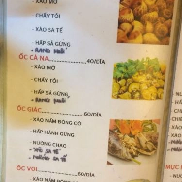 Thực đơn- Quán Ăn Ốc Những Người Bạn