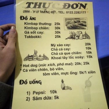 Thực đơn- Quán Ăn Oppa Korean Food