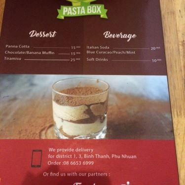 Thực đơn- Quán Ăn Pasta Box - Ẩm Thực Ý