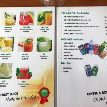 Thực đơn- Quán Ăn Phở Nam Vương - An Phú