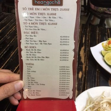 Thực đơn- Quán Ăn Phở Ngọc Hà