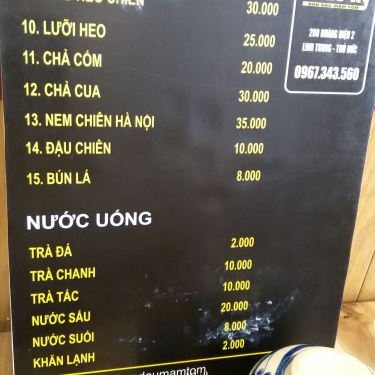 Thực đơn- Quán Ăn Phúc Kỳ - Bún Đậu Mắm Tôm