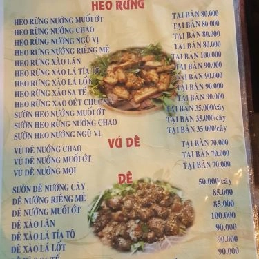 Thực đơn- Quán Ăn Quán Bụi - Nhậu Vỉa Hè Võ Văn Kiệt