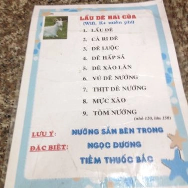Thực đơn- Quán Ăn Quán Hai Của