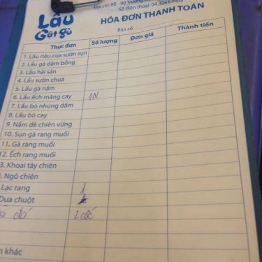 Thực đơn- Quán Ăn Lẩu Gật Gù - Trương Định