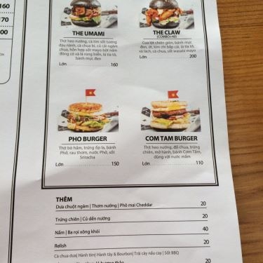 Thực đơn- Nhà Hàng Relish & Sons - Burger Restaurant - Xuân Thủy