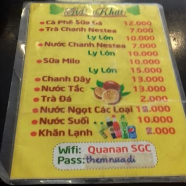 Thực đơn- Quán Ăn SGC - Hủ Tiếu Dê, Hủ Tiếu Cá Bông Lao & Món Thuần Việt
