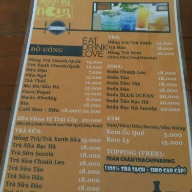 Thực đơn- Quán Ăn Tài Nguyên - Bánh Mì Ngon