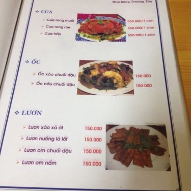 Thực đơn- Quán Ăn Trường Thọ - Chim Bồ Câu Quay - Tạ Hiện