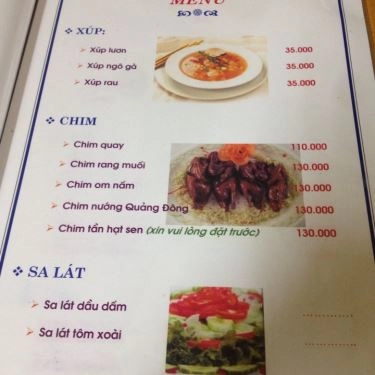 Thực đơn- Quán Ăn Trường Thọ - Chim Bồ Câu Quay - Tạ Hiện