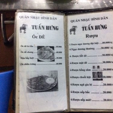 Thực đơn- Quán Ăn Lẩu Dê Tuấn Hưng - Nhậu Bình Dân