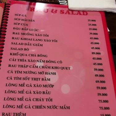 Thực đơn- Quán Ăn Gà Nướng Lu Việt Hương - Phạm Văn Đồng